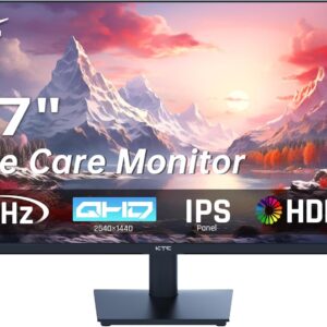 KTC 27 Inch QHD Computer Monitor, 2K 100Hz IPS Gaming Monitor, 1440P Frameless Eye Care PC Office Monitor with HDMI/DP, FreeSync & G-Sync, HDR10, VESA