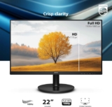 Philips 22 inch Class Thin Full HD (1920 x 1080) Monitor, 100Hz Refresh Rate, VESA, HDMI x1, VGA x1, LowBlue Mode, Adaptive Sync, 4 Year Advance Replacement Warranty, 221V8LB