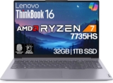 Lenovo ThinkBook 16 G7 Business Laptop, 16” FHD+, AMD Ryzen 7 7735HS, 32GB DDR5, 1TB NVMe, WiFi 6E + BT, Backlit KB, Fingerprint, HD Webcam, Win 11 Pro